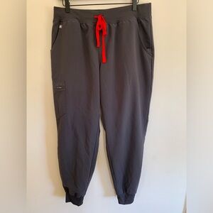 FIGS Zamora Jogger Scrub Pants Women High Waisted Charcoal Drawstring Medical